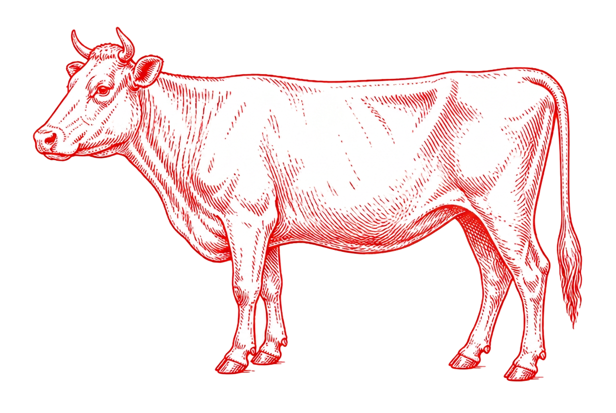 Vintage engraving illustration of a cow